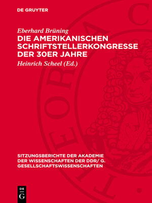 cover image of Die amerikanischen Schriftstellerkongresse der 30er Jahre